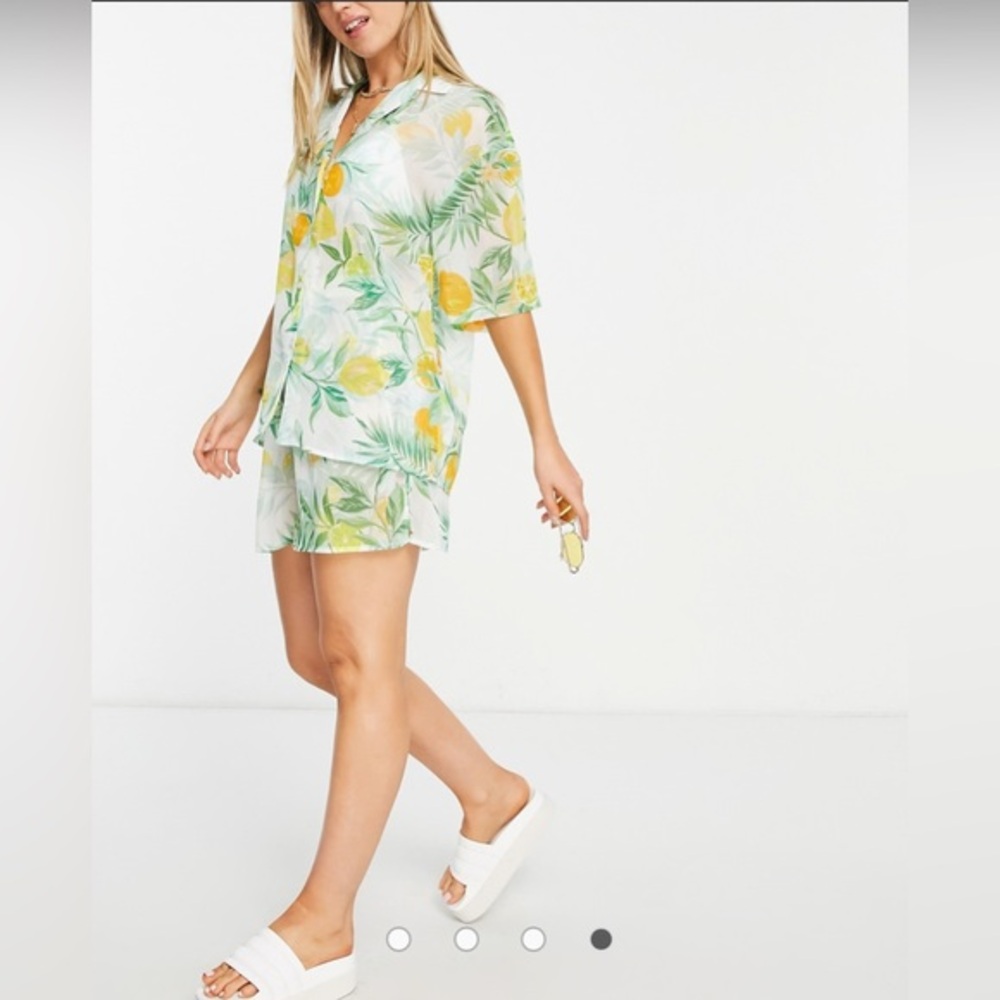 Topshop Lemon Print Swim Cover-Up Set